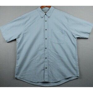 Vintage Munsingwear Shirt Men XL Yellow Blue Plaid Short Sleeve 90's Loose Fit